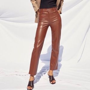 Aritzia high rise Melina pant - cognac brown color (full length)